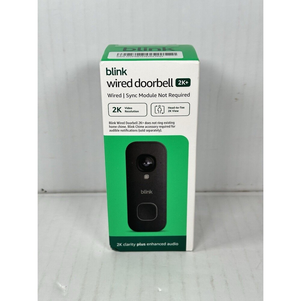 Blink Wired Doorbell 2K Video Doorbell Sync Not Required - Black *NEW*